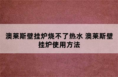 澳莱斯壁挂炉烧不了热水 澳莱斯壁挂炉使用方法